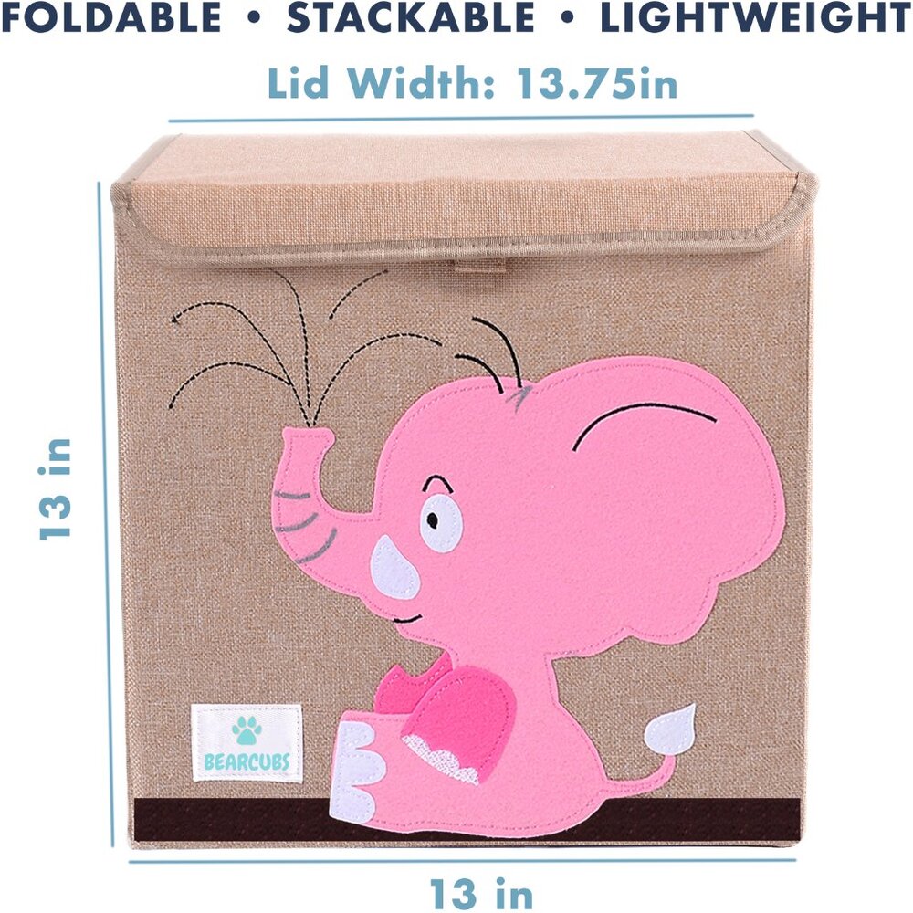 Baby Girl Room Decor Pink Elephant Storage Box | Folding Storage Toys Clothes